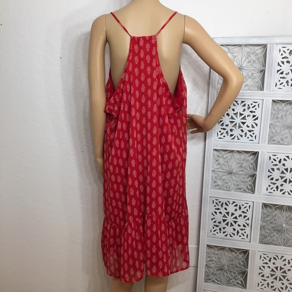 Old Navy Red Print Midi Dress - Picture 3 of 8